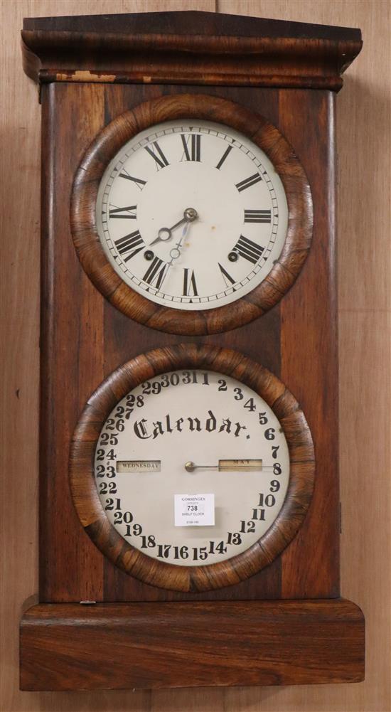 A Seth Thomas rosewood calendar shelf clock W.35cm